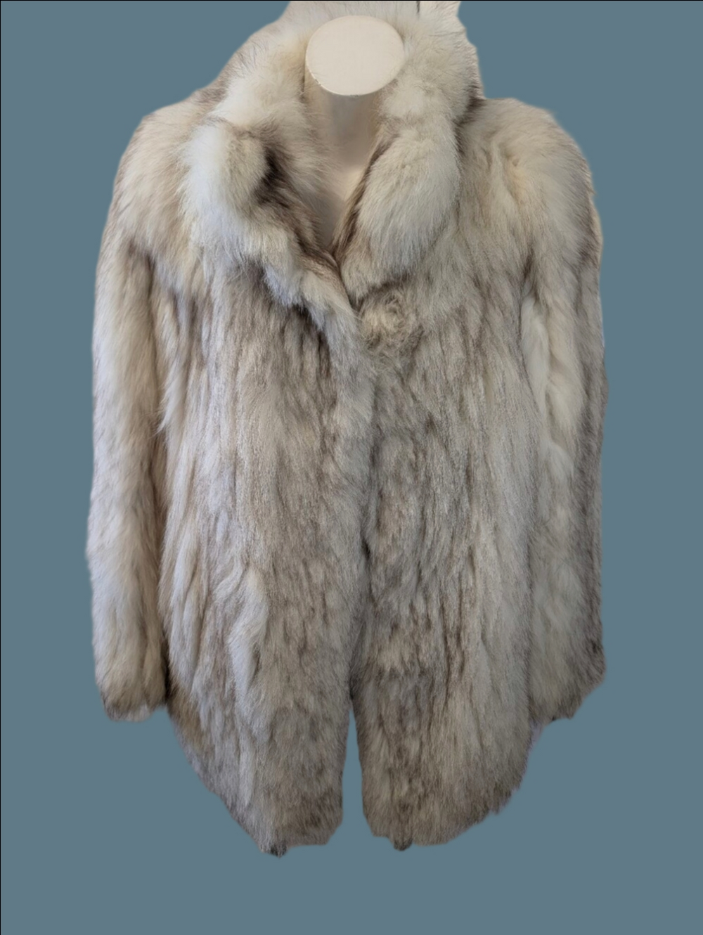 Vintage Fox Fur Coat Luxurious Light Gray Fur Coat 1970s